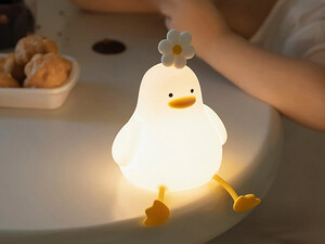 چراغ خواب اردک گل به سر فانتزی flower duck pat lamp induction night light playful silicone pat lamp bedroom