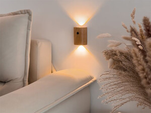 فروش چراغ دیواری سنسور حرکتی قابل شارژ چوبی Auraglow Wooden Rechargeable Motion Sensor Wall Light TAIGA