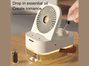 قیمت پنکه رومیزی، مرطوب کننده هوا و چراغ خواب رومیزی شارژی Desktop Fan, Night Light 4000mAh, Humidifying Fan 2.5L