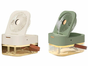 پنکه رومیزی، مرطوب کننده هوا و چراغ خواب رومیزی شارژی Desktop Fan, Night Light 4000mAh, Humidifying Fan 2.5L