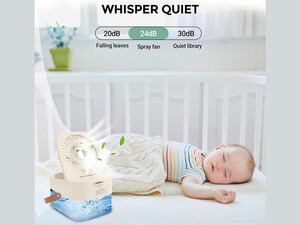 پنکه رومیزی، مرطوب کننده هوا و چراغ خواب رومیزی شارژی Desktop Fan, Night Light 4000mAh, Humidifying Fan 2.5L