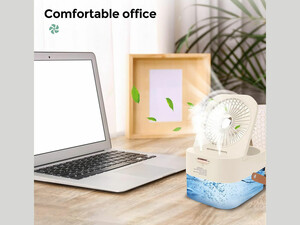 پنکه رومیزی، مرطوب کننده هوا و چراغ خواب رومیزی شارژی Desktop Fan, Night Light 4000mAh, Humidifying Fan 2.5L