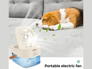پنکه رومیزی، مرطوب کننده هوا و چراغ خواب رومیزی شارژی Desktop Fan, Night Light 4000mAh, Humidifying Fan 2.5L