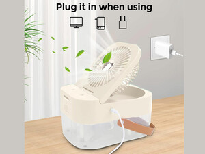 پنکه رومیزی، مرطوب کننده هوا و چراغ خواب رومیزی شارژی Desktop Fan, Night Light 4000mAh, Humidifying Fan 2.5L