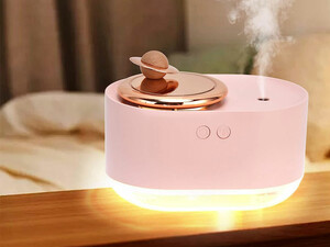 دستگاه بخور و چراغ خواب شارژی قابل حمل Rotating Planet Humidifier Car Mute Spray Humidification