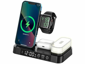 شارژر وایرلس، هولدر موبایل، چراغ خواب و ساعت زنگ‌دار توآکلو Tuocalo 4 in 1 Wireless Charging Station A37
