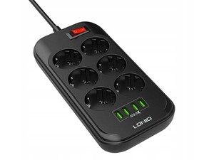 چند راهی 6 سوکت و 4 یو اس بی الدنیو Ldnio SE6403 Power Strip