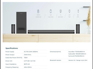سوندبار 5.1 کانال پاورولوژی Powerology Immersive Audio 5.1CH Wireless Soundbar PBAR51WL