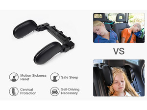 بالش ساپورت جانبی گردن و تکیه سر خودرو قابل تنظیمAdjustable Car Headrest Side Sleeping Neck Support Pillow Black CHP05