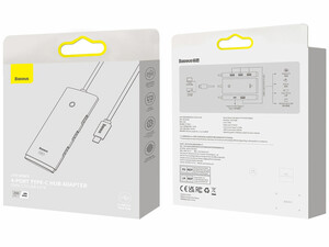 هاب چهار پورت یواس‌بی همراه با کابل دو متری تایپ‌سی بیسوس Baseus Lite Series Type-C HUB WKQX030501