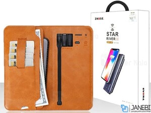 پاوربانک شارژر وایرلس و کیف چرمی ظرفیت ۶۰۰۰ Zhuse ZS-PB-025 6000mAh