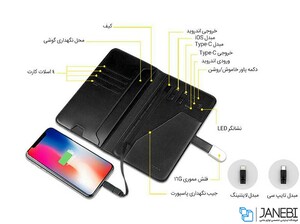 پاور بانک و کیف چرمی و فلش مموری Zhuse Glory Series PB-032 8000mAh Power Bank And Leather Bag