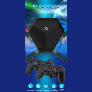 فروش کنسول بازی X6 4K HD بی سیم با جعبه بازی مینی بازی های کلاسیک X6 4K HD Wireless Game Console with 15,000+ Classic Mini Games Game Box
