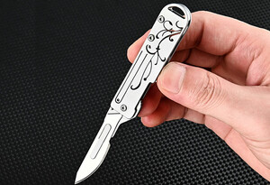 خرید چاقو آنباکسینگ فلزی تاشوی قابل آویز از دسته کلید Stainless Steel Utility Unpacking Knife