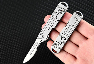 فروش چاقو آنباکسینگ فلزی تاشوی قابل آویز از دسته کلید Stainless Steel Utility Unpacking Knife