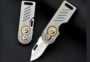 فروش چاقو آنباکسینگ فلزی تاشوی قابل آویز از دسته کلید sharp and high hardness D2 steel mini folding knife