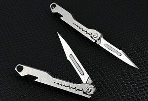 فروش چاقو آنباکسینگ تیتانیومی تاشوی قابل آویز از دسته کلید Titanium alloy mini folding knife