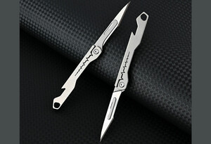قیمت چاقو آنباکسینگ تیتانیومی تاشوی قابل آویز از دسته کلید Titanium alloy mini folding knife