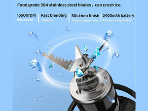قیمت مخلوط کن و غذاساز شارژی قابل حمل 500 میلی‌لیتر Portable Blender 2400mAh 6 blades 500ml