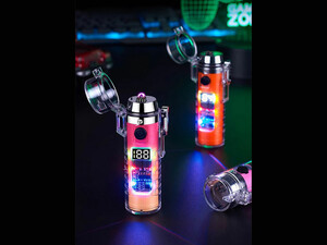 فندک الکتریکی شارژی دارای چراغ قوه Cylindrical Electric Lighter With Flashlight HB-256