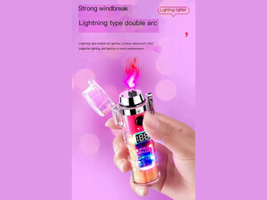 فندک الکتریکی شارژی دارای چراغ قوه Cylindrical Electric Lighter With Flashlight HB-256
