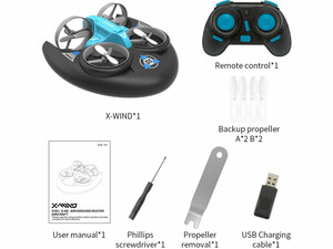پهپاد RC ضد آب 3 در 1 دریا و هوا و خشکی 360 درجه  3in 1 Sea Land and Air 360° Rolling Waterproof RC Drone,AIROKA Four Axis Aircraft High Speed Drift Cars RC Foam Boat Toys