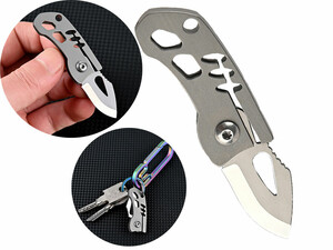 خرید چاقوی جعبه گشا تیتانیومی تاشوی قابل آویز از دسته کلید Portable sharp mini folding knife
