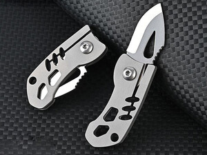 بهترین چاقو آنباکسینگ تیتانیومی تاشوی قابل آویز از دسته کلید Portable sharp mini folding knife