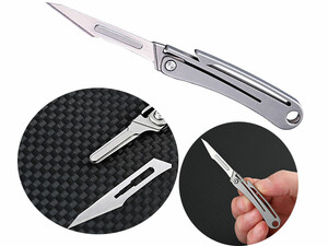 خرید چاقوی جعبه گشا تیتانیومی تاشو دارای دو نوع تیغه قابل تعویض Replaceable Blade Unboxing Knife