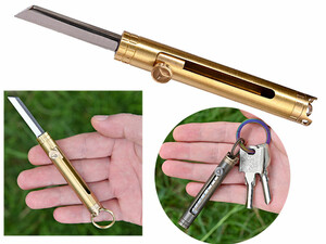 خرید چاقوی جعبه گشا برنجی قابل آویز از دسته کلید Brass mini chain knife portable sharp self-defense