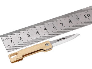 قیمت چاقوی آنباکسینگ تاشو برنجی با قابلیت جاکلیدی Brass Mini Folding Knife Unboxing Self-Defense