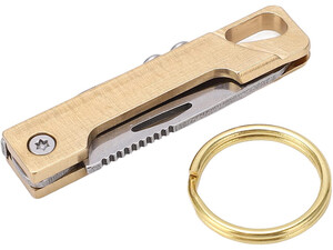 فروش چاقوی آنباکسینگ تاشو برنجی با قابلیت جاکلیدی Brass Mini Folding Knife Unboxing Self-Defense