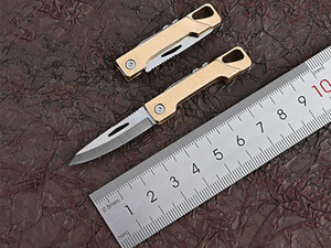 کیفیت چاقوی آنباکسینگ تاشو برنجی با قابلیت جاکلیدی Brass Mini Folding Knife Unboxing Self-Defense