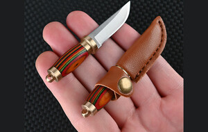 چاقو آنباکسینگ قابل آویز از دسته کلید با کیف چرمی mini knife sharp small machete off knife portable