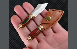 خرید چاقو آنباکسینگ قابل آویز از دسته کلید با کیف چرمی mini knife sharp small machete off knife portable