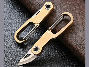 مینی چاقوی برنجی قابل استفاده به عنوان جاکلیدی Brass car key chain knife sharp self-defense portable