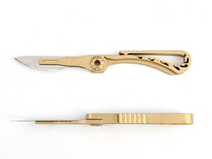 خرید چاقو آنباکسینگ برنجی تاشو قابل آویز از دسته کلید Brass key chain knife sharp utility knife portable