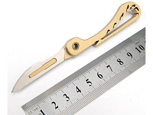 فروش چاقو آنباکسینگ برنجی تاشو قابل آویز از دسته کلید Brass key chain knife sharp utility knife portable