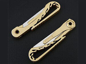 خرید چاقو آنباکسینگ برنجی تاشو قابل آویز از دسته کلید Brass key chain knife sharp utility knife portable