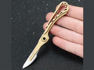 قیمت چاقو آنباکسینگ برنجی تاشو قابل آویز از دسته کلید Brass key chain knife sharp utility knife portable