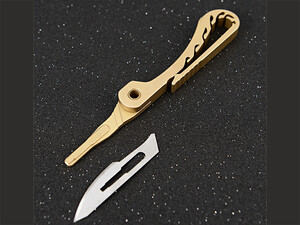 خرید چاقو آنباکسینگ برنجی تاشو قابل آویز از دسته کلید Brass key chain knife sharp utility knife portable