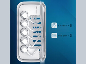 فروش چند راهی  برق و شارژر 5 سوکت 3 پورت الدینیو LDNIO SE5334 Power Strip 5 EU 3 USB