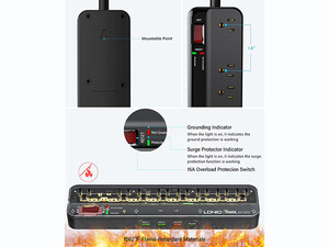 قیمت چند راهی برق و شارژر 7 سوکت 4 پورت الدینیو LDNIO SU8440 US Power Strip 8US Outlets