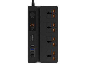 چند راهی و شارژر نمایشگردار پورودو Porodo PD-FWCH007 Multi-Function Socket With Phone Stand and Digital Timer 3M