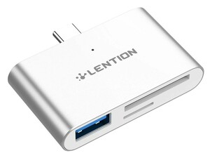 خرید هاب 3 پورت لنتیون LENTION USB-C to SD/Micro SD Card Reader CB-CS15