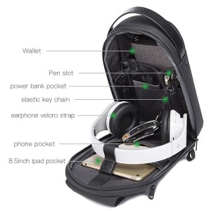 کوله تک بند ضد آب یو اس بی دار بنج BANGE BG-7256 Men Chest Bag Waterproof