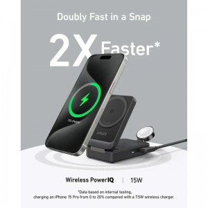 شارژر بی سیم 15 وات انکر مدل Anker MagGo Foldable 3-in-1 B2557