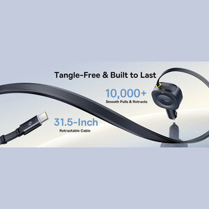 بهترین شارژر فندکی فست شارژ ماشین تایپ‌سی  با کابل جمع شونده 30 وات بیسوس