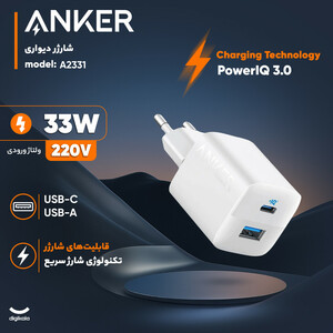 شارژر دیواری 33 وات انکر مدل A2331