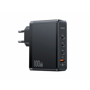 آداپتور تایپ سی و یو اس بی شارژر سریع 100 وات یوسامز USAMS US-CC163 100W 4-Ports GaN Fast Charger (EU)